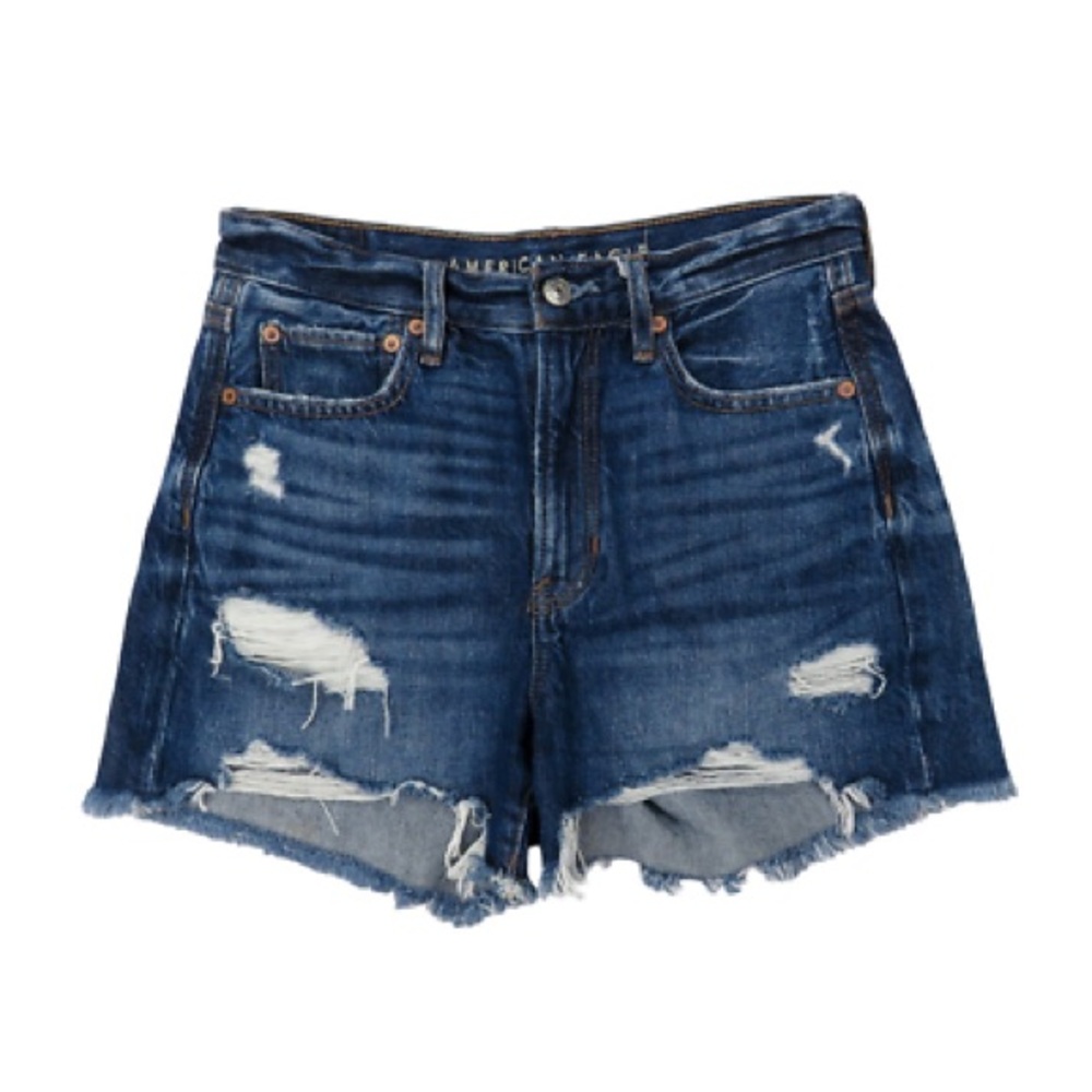 American Eagle Outfitters Women's Ripped Dark Blue Jean Shorts